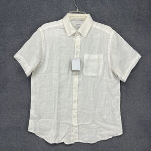 Porter & Ash Shirt Mens Large Linen‎ Short Sleeve Button Up Lightweight Summer